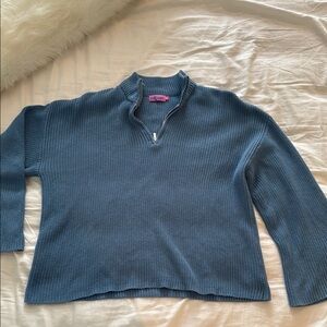 Edikted Steel Blue Ribbed Turtleneck Sweater